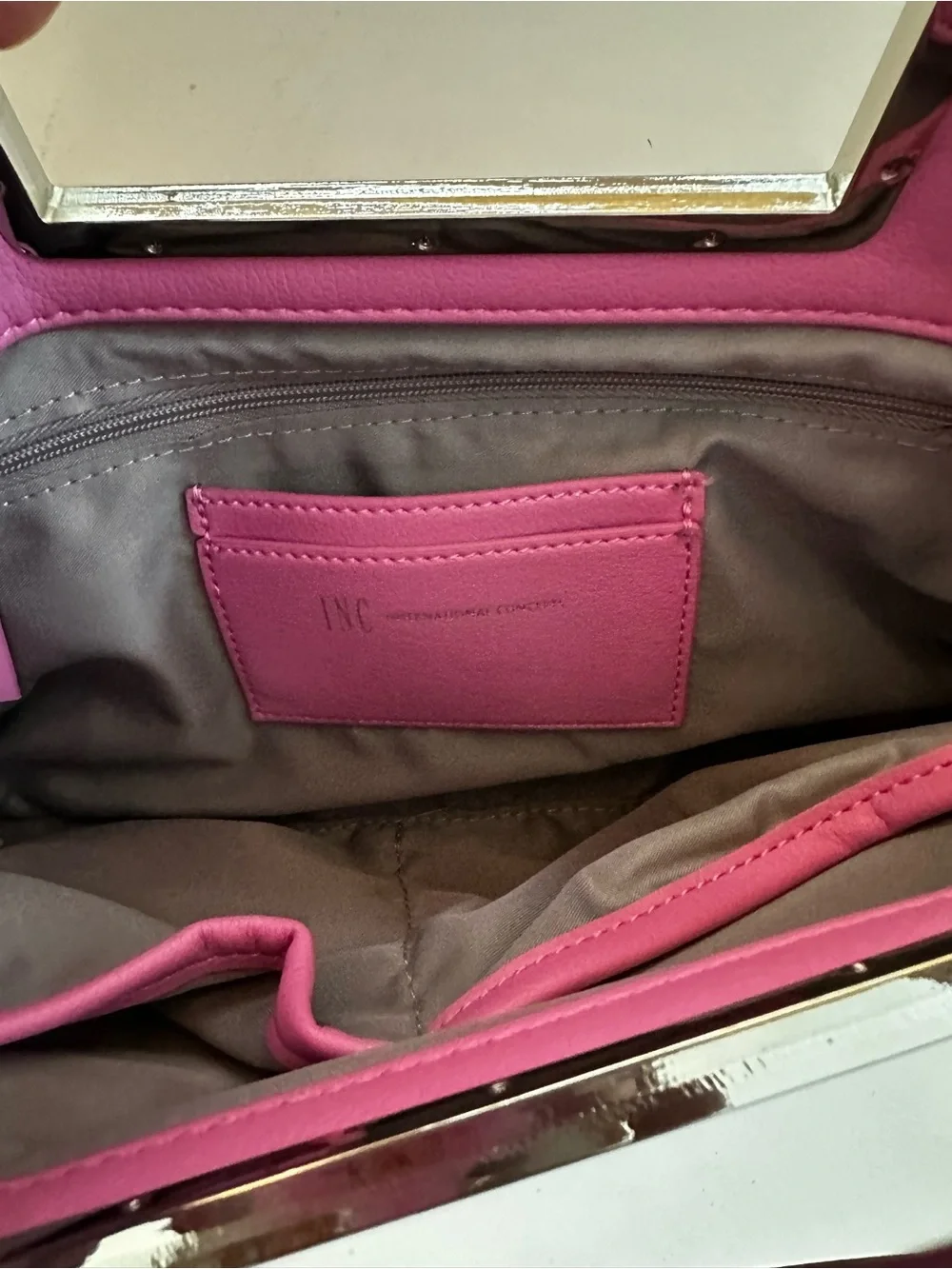 INC Quilted Pink Leatherette Top-Handle Clutch Crossbody